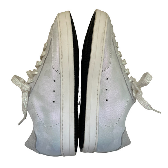 p448 Rare Silver White Iridescent Camo Design Sneaker Size 5-5.5 - Picture 7 of 10